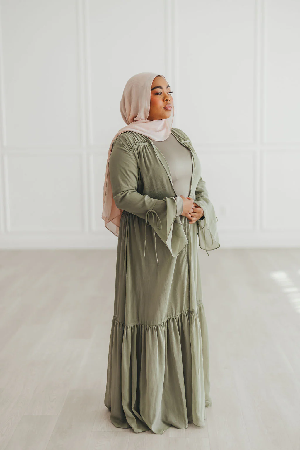 Sofia Abaya Set (Light Olive) - Image 7